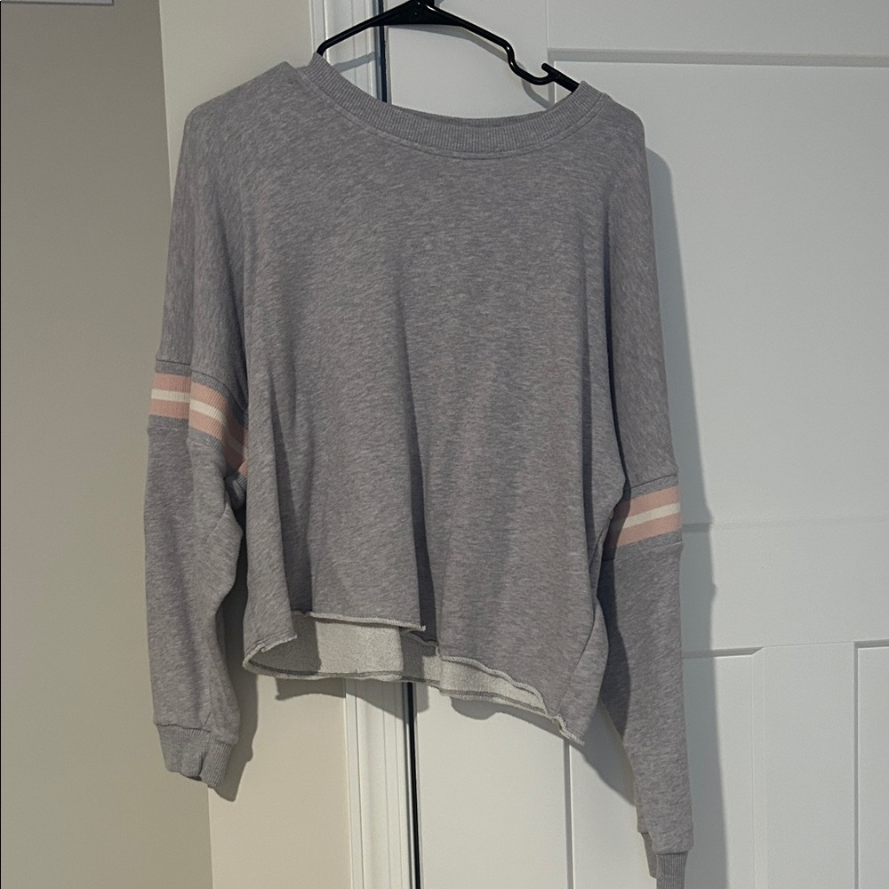 American Eagle Outfitters Gray Sweatshirt with Pink Accents